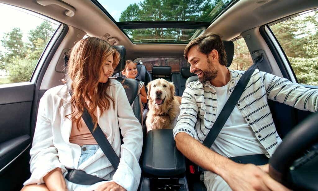 Family on vacation in the car