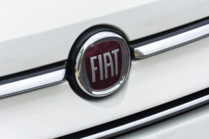 Logo of the Italian automotive company FIAT on the radiator gril