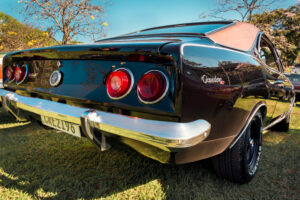 Vehicle GM Opala Comodoro 1975 on display at vintage car fair. Manufactured by General Motors of Brazil.