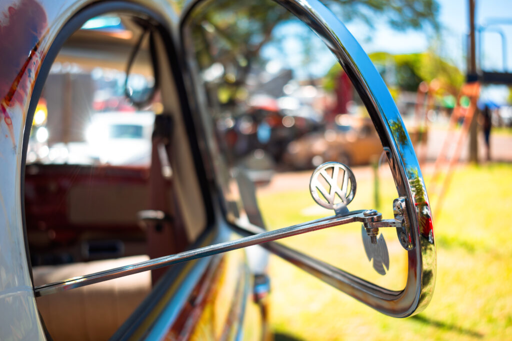 Detail of side window of a Volkswagen Fusca Beetle 1500 manufactured in 1973